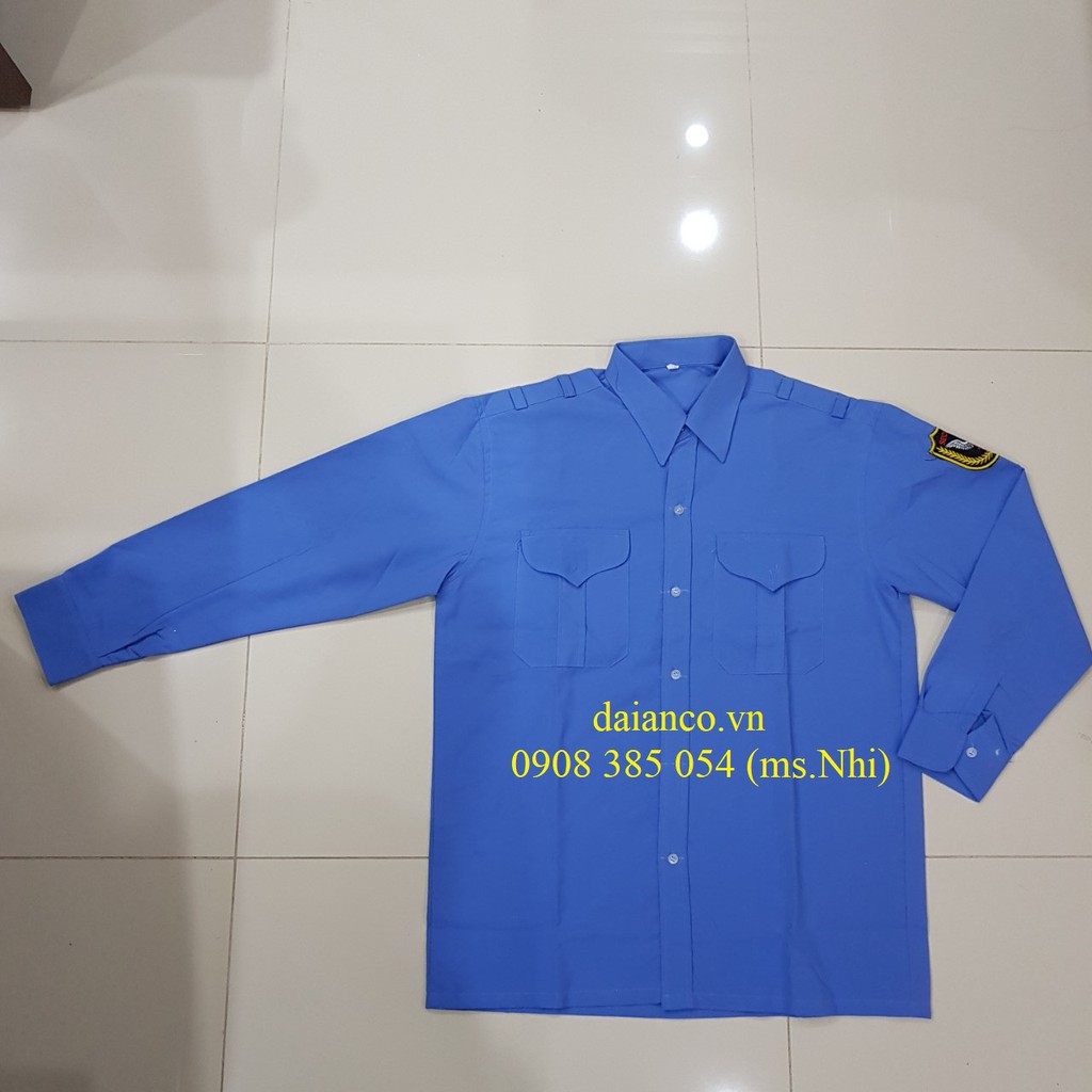 ÁO BẢO VỆ TAY DÀI VẢI KAKI CÓ LOGO- HÌNH THẬT, HÀNG SẴN