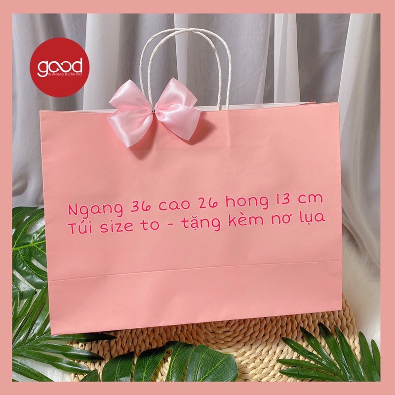 Túi giấy to chất giấy Kraft hồng đào to đựng hộp giày, quần áo quà tặng