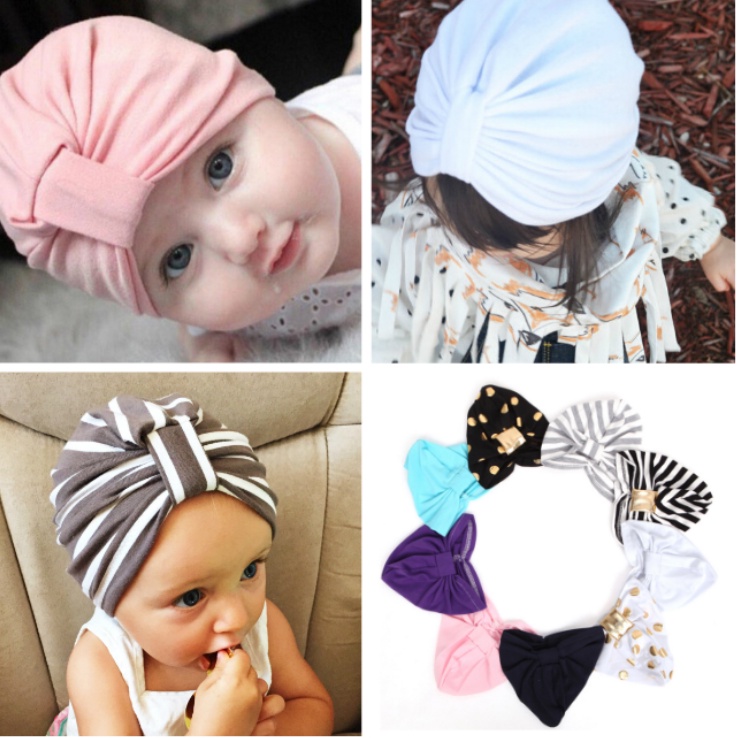 Mũ Turban Bằng Cotton Mềm Mại Cho Bé Gái