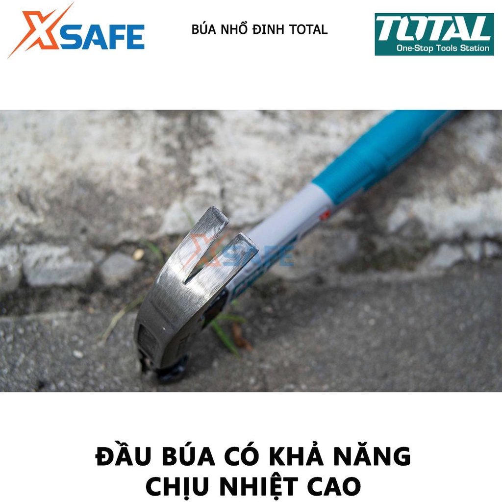 Búa nhổ đinh cầm tay TOTAL 220g-450g, thép carbon 45 chịu nhiệt, kiểu dáng mảnh, tay cầm chắc chắn - chính hãng