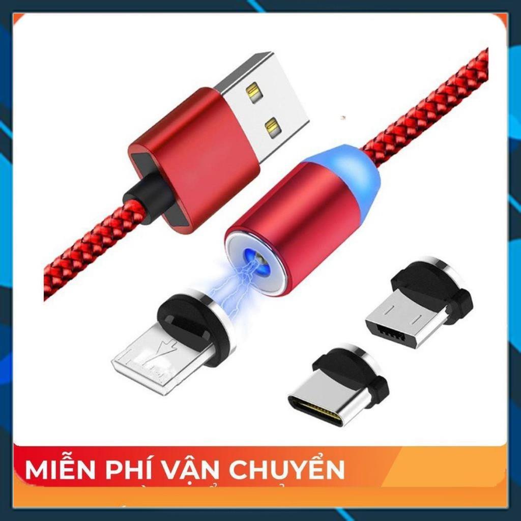 Sạc nam châm 3 đầu chân Micro usb, chân Type C, chân ip