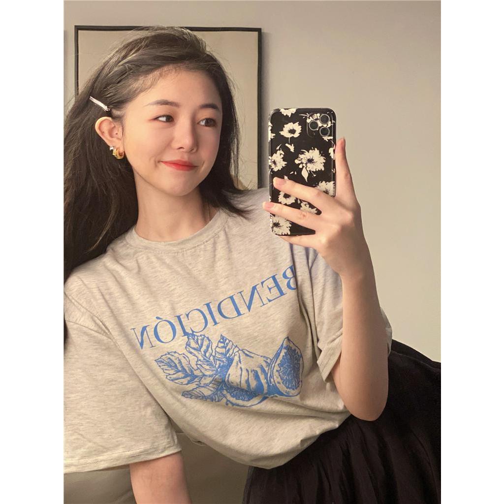 SUXI Áo Thun Nữ Tay Ngắn Dáng Rộng Phong Cách Hàn Quốc