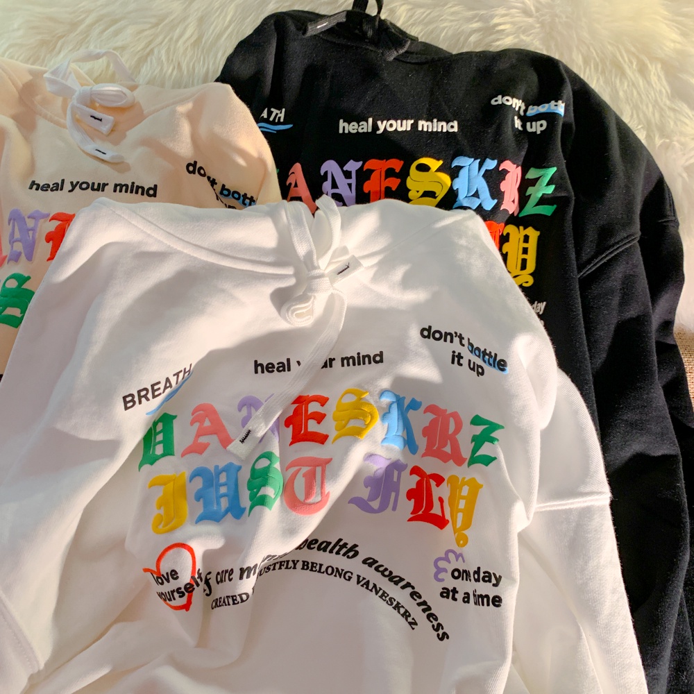 NRVP Áo Hoodie Tay Dài Oversize In Họa Tiết Phong Cách Hàn Quốc Kiểu Mới Cho Nam / Nữ