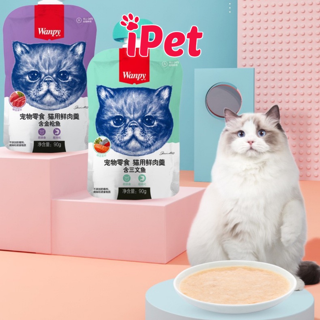 Súp thưởng WANPY nắp vặn 90g - Pate dạng soup cho mèo - iPet Shop