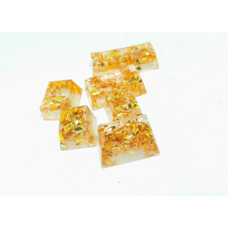 Set 6 Keycap resin lá vàng trang trí bàn phím cơ gaming