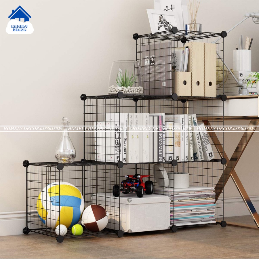 KỆ, TỦ LƯỚI SẮT THÉP HÌNH BẬC THANG 6 Ô ĐỂ ĐỒ TIỆN DỤNG, ĐA NĂNG ( GỒM 24 TẤM LƯỚI  26 CHỐT)