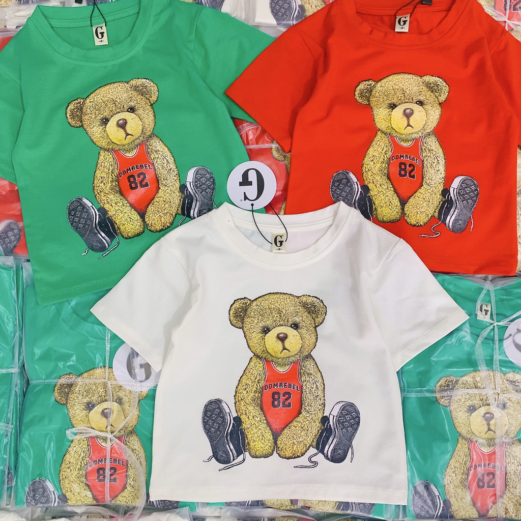 Áo thun gấu gia đình BIgbaby, chất thun cotton mềm mát có size người lớn và size bé 9-37kg