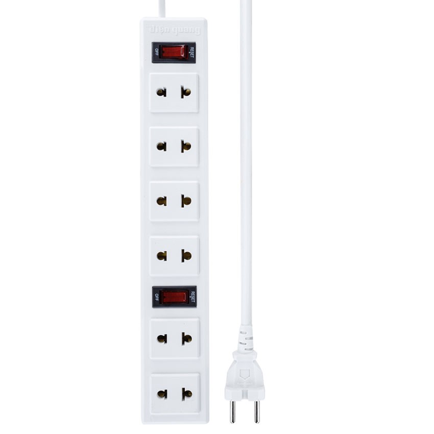 Ổ Cắm Điện Quang ĐQ 001A-01 6 Lỗ 2 Chấu 2M - Điện Quang ĐQ 001A-01 2Met