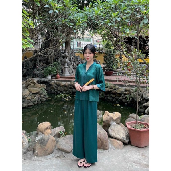Bộ Đồ Lam Lụa Vân Gỗ Hàng Cao Cấp L00