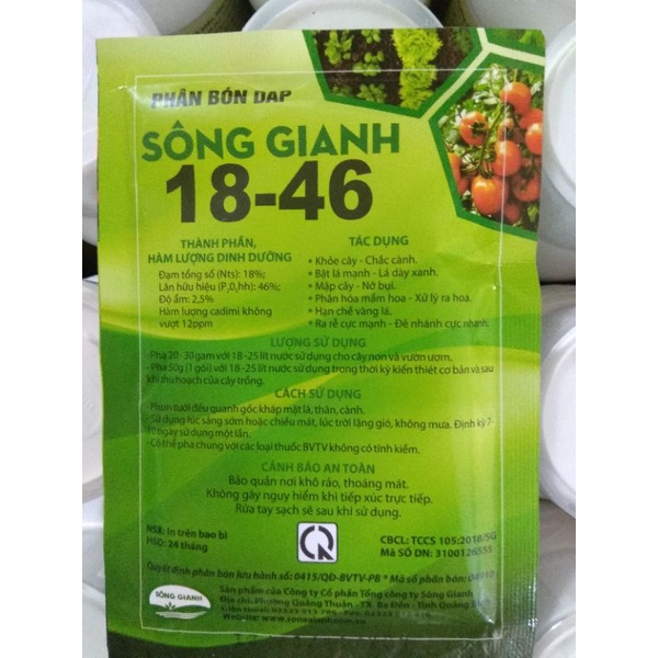 Phân bón DAP sông gianh 18-46 siêu kích rễ, phát mầm, thúc chồi, khỏe cây, xanh lá cho tất cả cây trồng 50gr