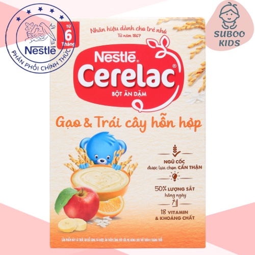 [HÀNG CHÍNH HÃNG] Bột Ăn Dặm Nestle Cerelac Mẫu Mới Đủ Vị Hộp 200g cho bé date 2022