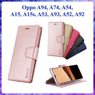 [Bao Xịn] Bao da dạng ví Oppo A94, A74, A54, A15, A15s, A93, A53, A92, A52 ngăn đựng thẻ ATM tiền tiện lợi, hiệu Hanman