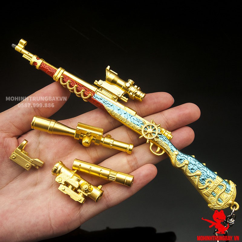 Mô Hình PUBG Kar98 Skin Blue Sea Tặng Kèm 3 Scope Và Kệ Trưng Bày 19cm