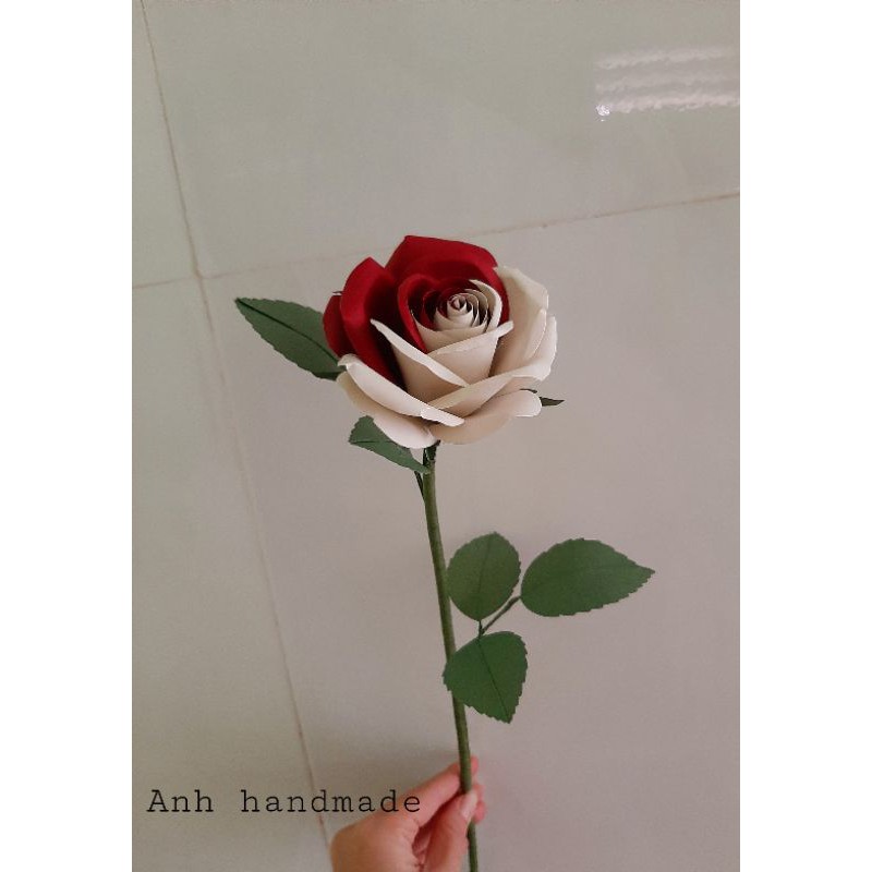 Set nguyên liệu đầy đủ làm nguyên cây hoa hồng bằng giấy mỹ thuật