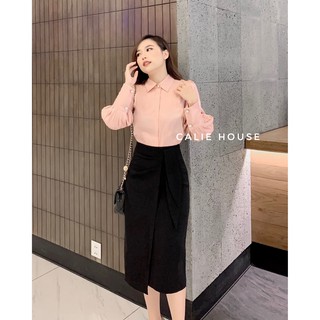 A66 - Áo sơ mi dáng basic cổ đức tay bồng