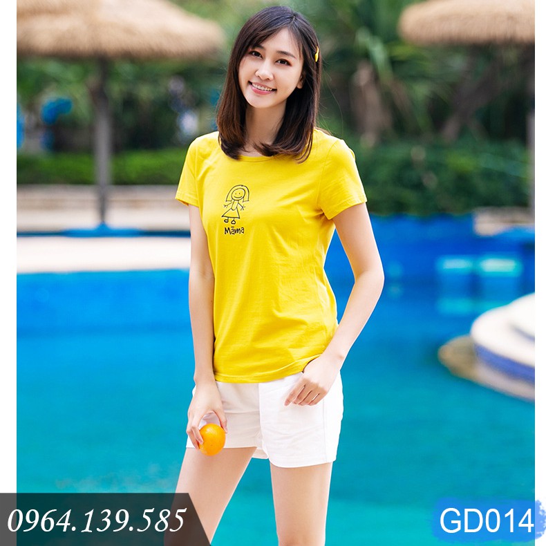 [Thanh lý] - Áo gia đình du lịch, đi biển cực xinh, chất cotton 100%, đẹp dày dặn, màu vàng nổi bật | GD014