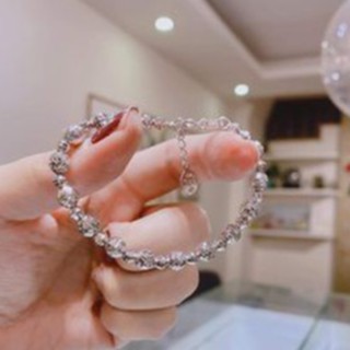 Lắc bi phay to xi kim xen kẽ May Jewelry