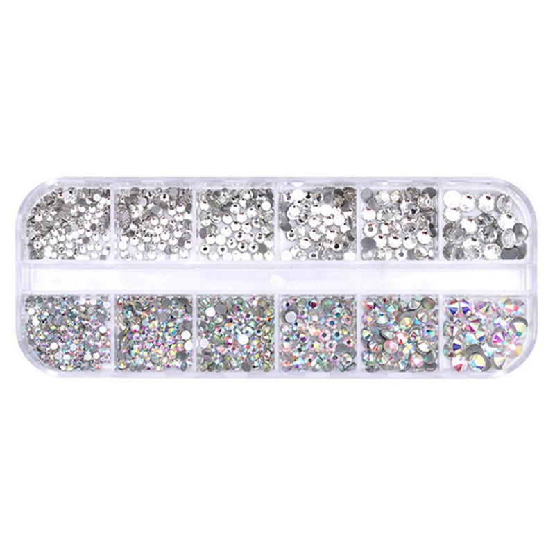 Nail 12 square box rhinestone transparent flat bottom rhinestone magic color diamond mixed