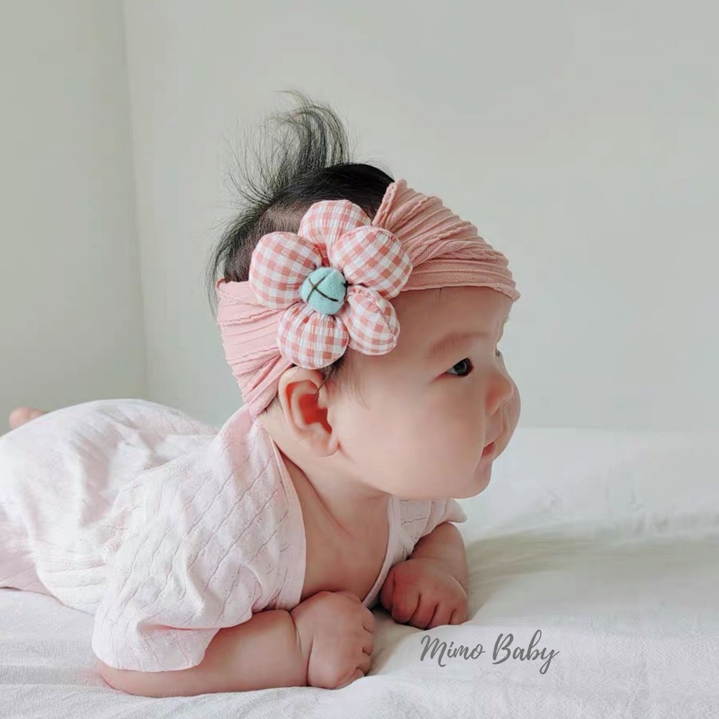 Băng đô thun bản to đính hoa phồng đáng yêu cho bé gái BD66 Mimo Baby