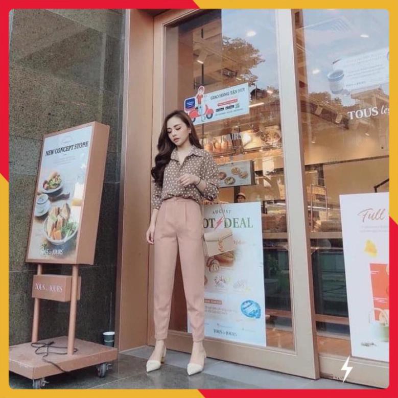 Quần tây công sở khuy vải 1 ly [HÀNG VNXK] - Quần tây nữ baggy chất tuyết mưa dễ phối đồ siêu tôn dáng | BigBuy360 - bigbuy360.vn