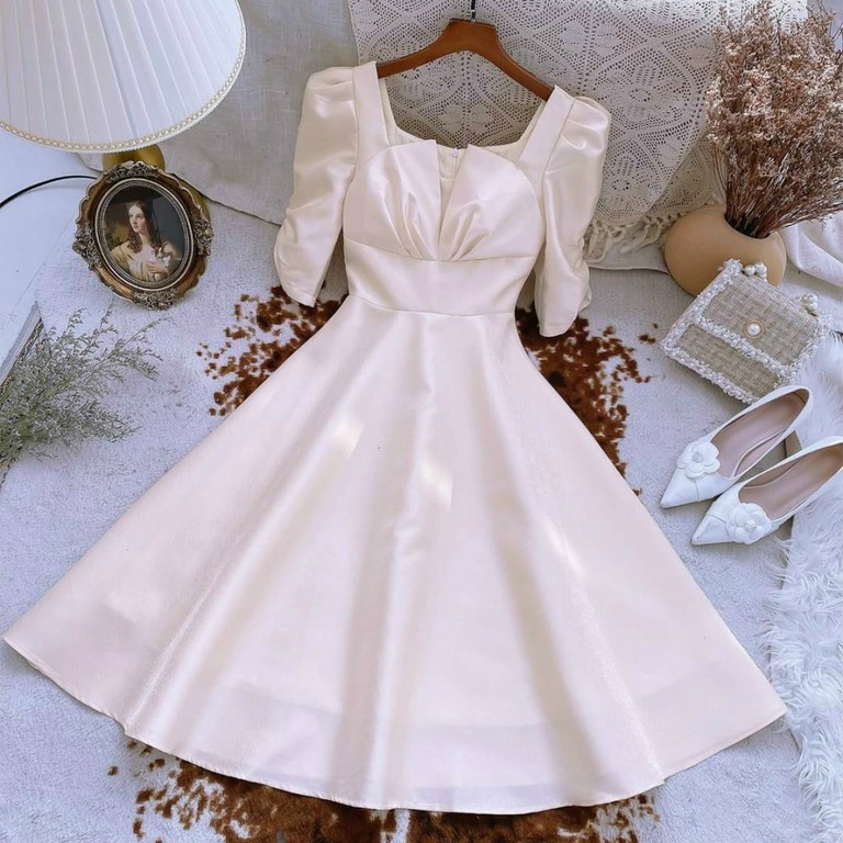 Váy thiết kế tapta dáng xòe, váy tapta tai voi - tay rút xinh xắn | BigBuy360 - bigbuy360.vn