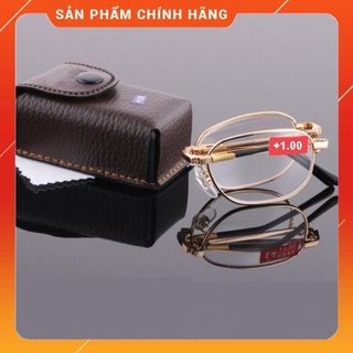 Kính lão thị viễn thị gập gọn trung niên loại 1 hợp kim titan tặng bao  đeo hông