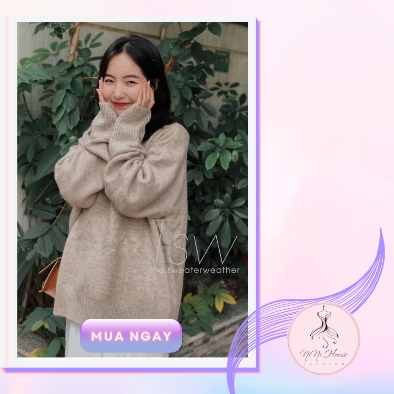 Áo len trơn cổ tim chữ v form rộng | BigBuy360 - bigbuy360.vn