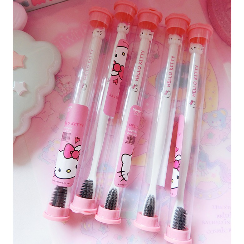 Bàn Chải Đánh Răng Mèo Hello Kitty Than Tre Sợi Mềm 0,01 mm