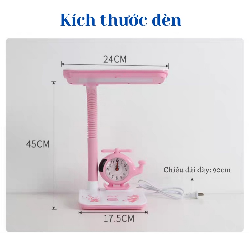 Đèn học chống cận MẮT VIỆT DMV010 - 3 chế độ ánh sáng - kèm đồng hồ hình máy bay