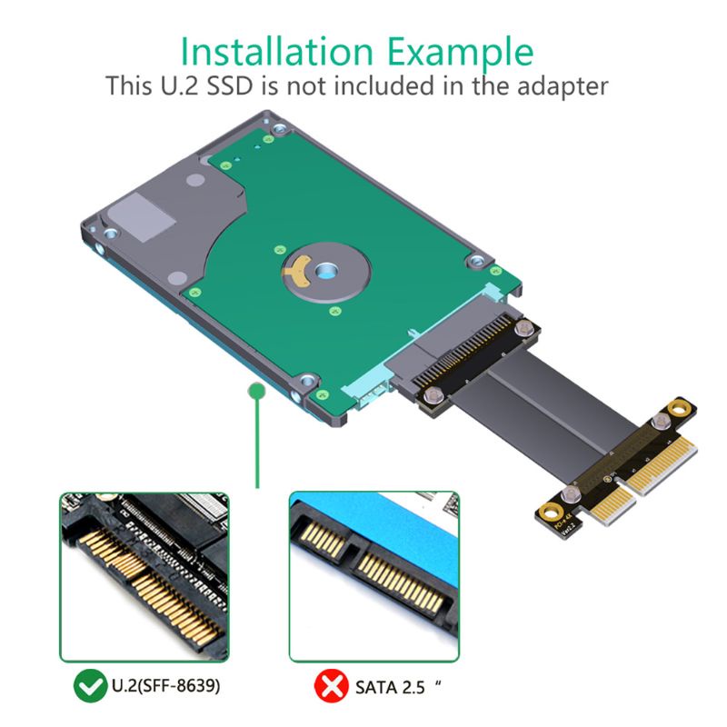 Dây Cáp Mở Rộng Sff-8639 U.2 180 Sang Pci-E 3.0 4x Cho U.2 Nvme Ssd