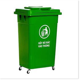 Thùng rác nhựa công nghiệp HDPE 60l có bánh xe Song Long- Loại dầy dặn