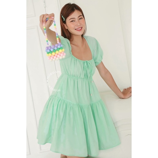 Đầm babydoll nữ thiết kế dây nơ ngực style dễ thương MIEU - JJN09