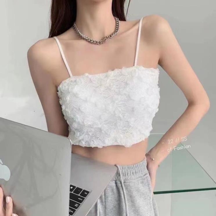 Áo lót bầu- áo Bra Ren Hoa Hồng chụp ảnh bầu Thêu Nổi 2 Dây Có Thun Bo Lưng Chun Giãn