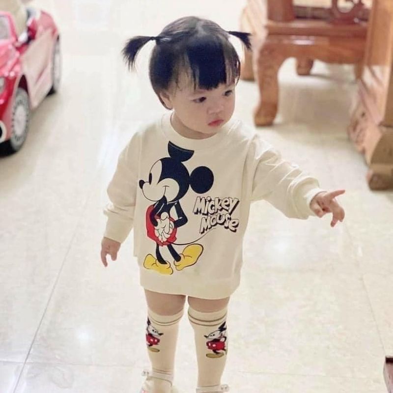 Áo nỉ cho bé set 2 áo nỉ cho bé họa tiết hoạt hình mickey chất nỉ dày dặn giữ ấm jimado