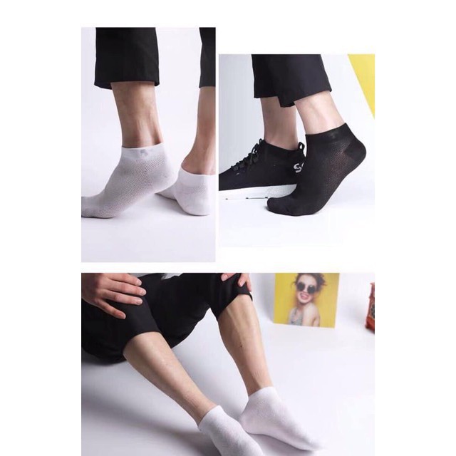 Combo 10 đôi tất vớ lưới nam thông hơi CỔ NGẮN