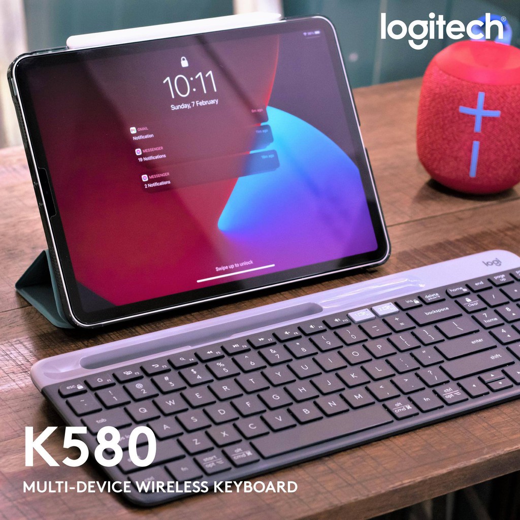 Bàn phím Logitech Wireless, Bluetooth Keyboard K580 Slim - Hàng Chính Hãng