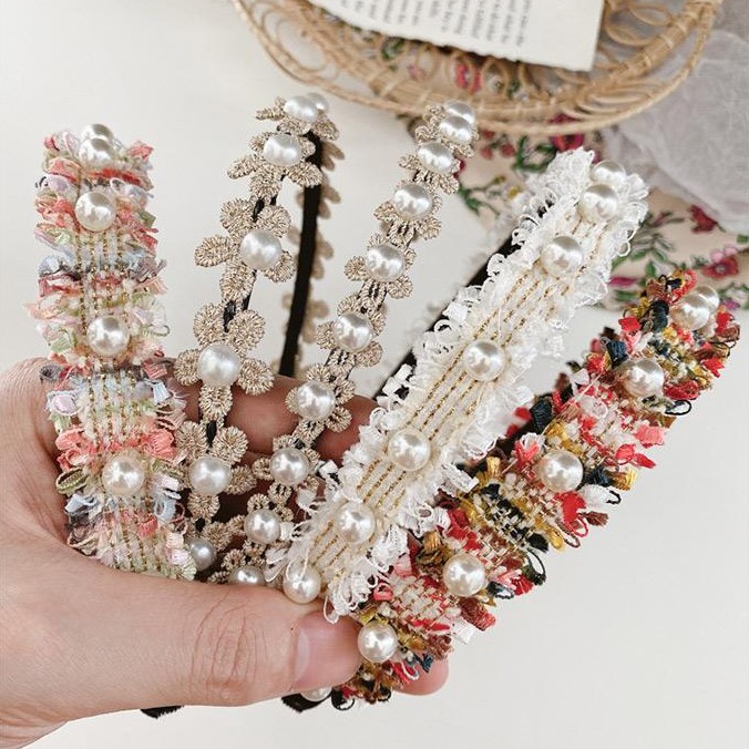 Cài tóc đính ngọc trai giả đơn giản phong cách Hàn Quốc