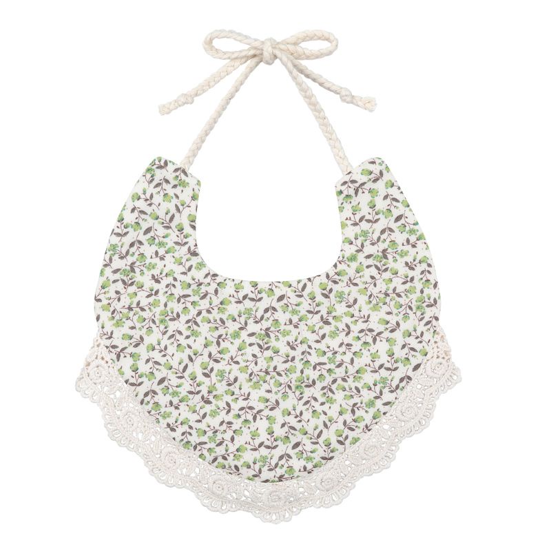 Yếm Ăn Vải Lanh Cotton Hai Mặt Họa Tiết Hoa Phong Cách Vintage Cho Bé Sơ Sinh