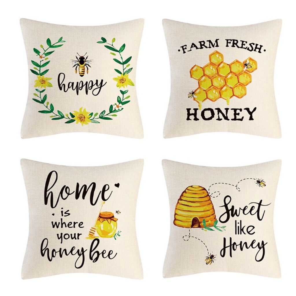CONOPERY Vỏ Gối 18X18 inch In Họa Tiết Chú Ong Dùng Trang Trí Nông Trại