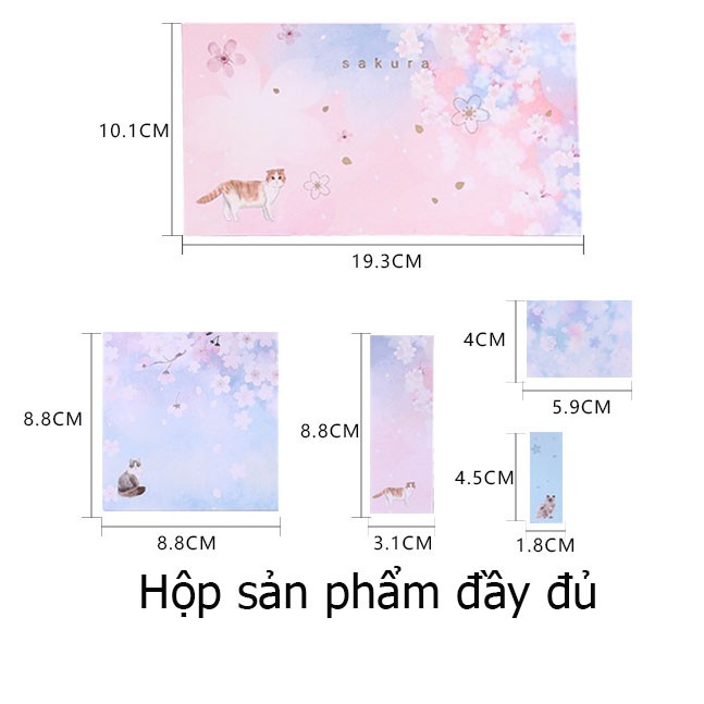 [Hộp 6 têp] GIẤY GHI NHỚ 480 TỜ Sakura. giấy note sakura kiểu Hàn Quốc