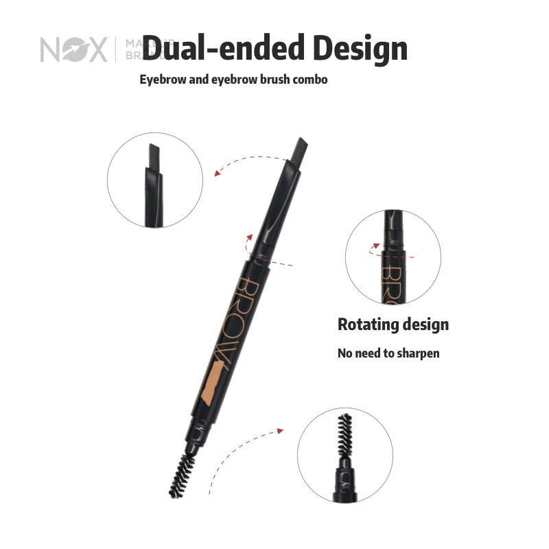 Chì kẻ mày NOX trang điểm lâu trôi thiết kế hai đầu kèm 1 lõi thay thế tiện lợi 0.3 g | BigBuy360 - bigbuy360.vn