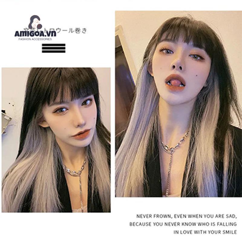 ✨✨1 Kẹp Tóc Giả Dài  Màu Sắc Gradient Cách Nhiệt