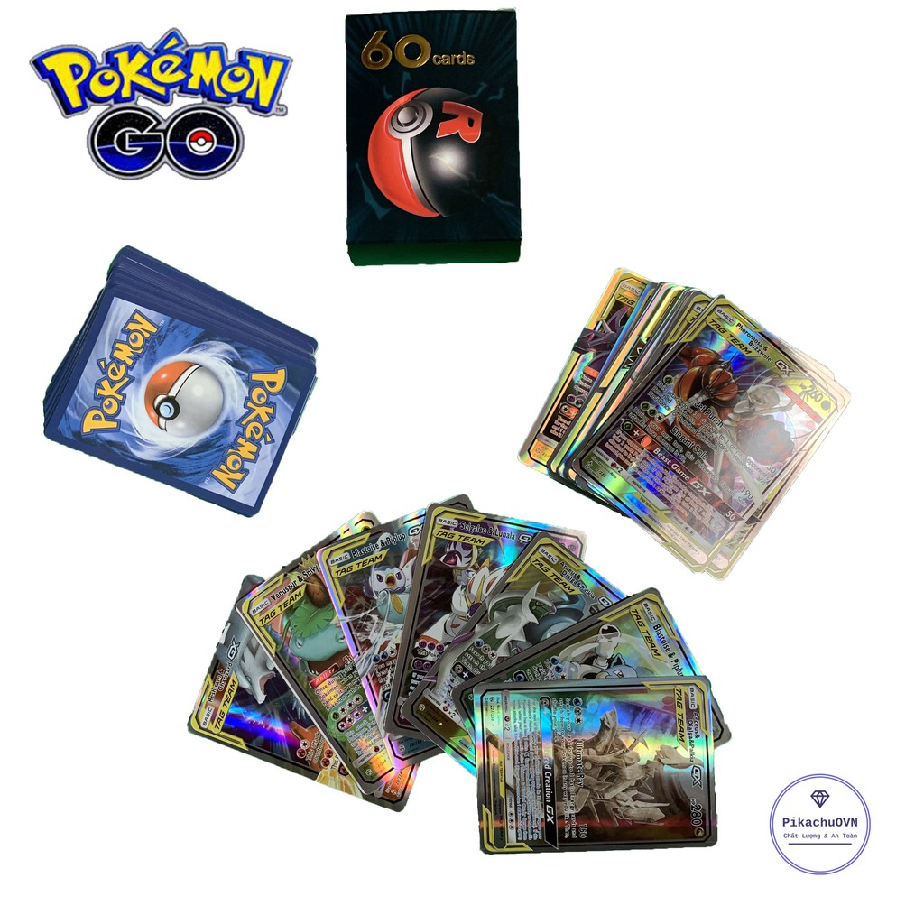 Bộ Thẻ Bài Pokemon 60 Thẻ (60Tagteam) Chơi Đối Kháng New Đẹp