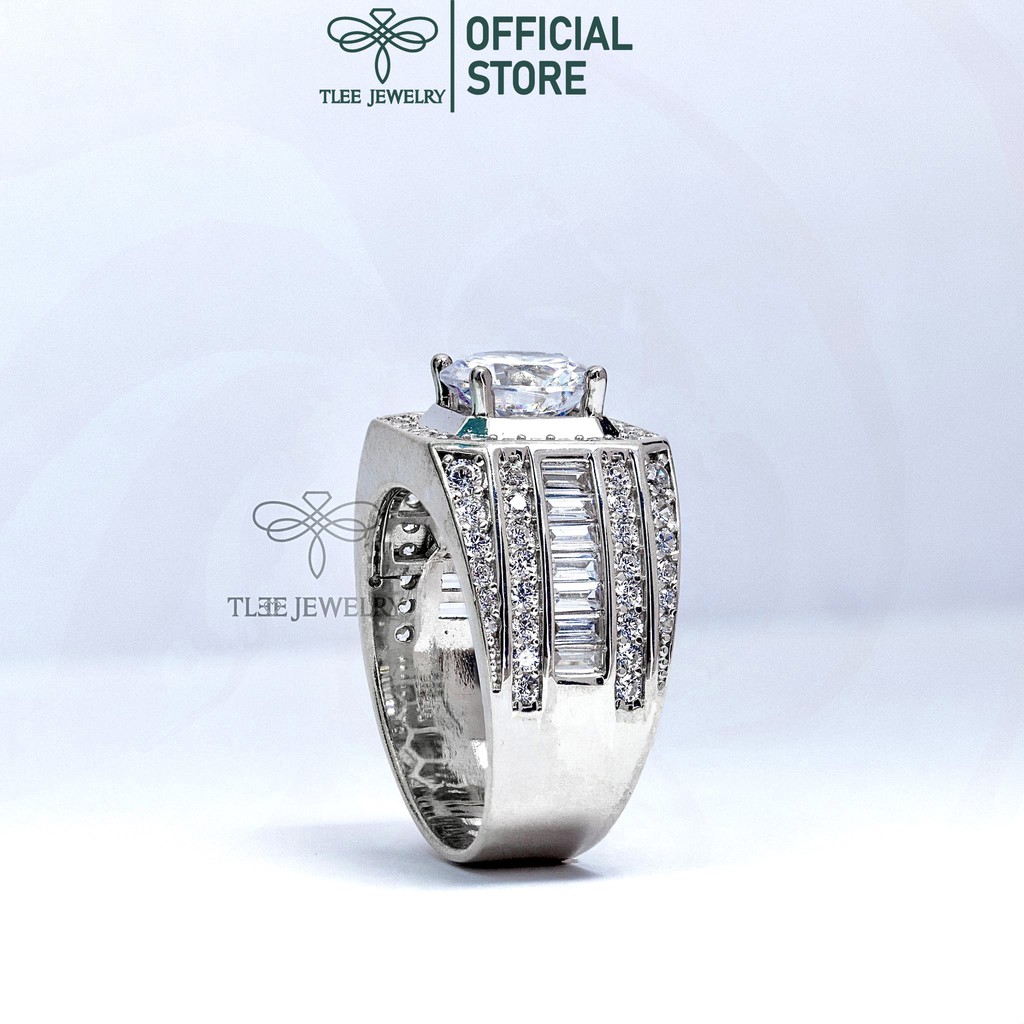 Nhẫn bạc nam, Nhẫn bạc nam Tlee,trụ đá xi bạch kim sang trọng - TleeJewelry
