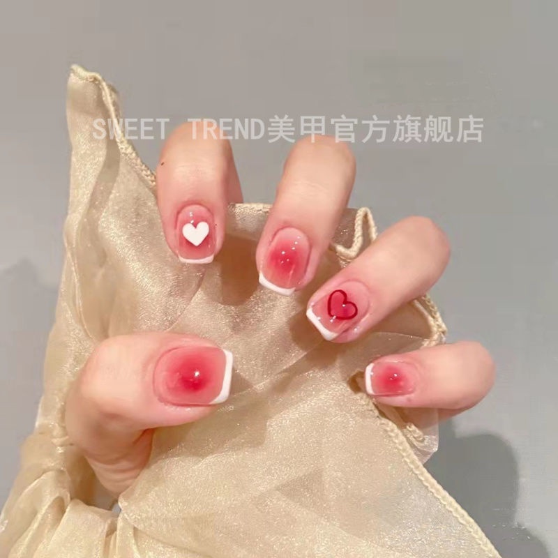 Sticker dán móng tay STZPRONAIL hình trái tim ngôi sao má hồng đỏ phong cách Pháp