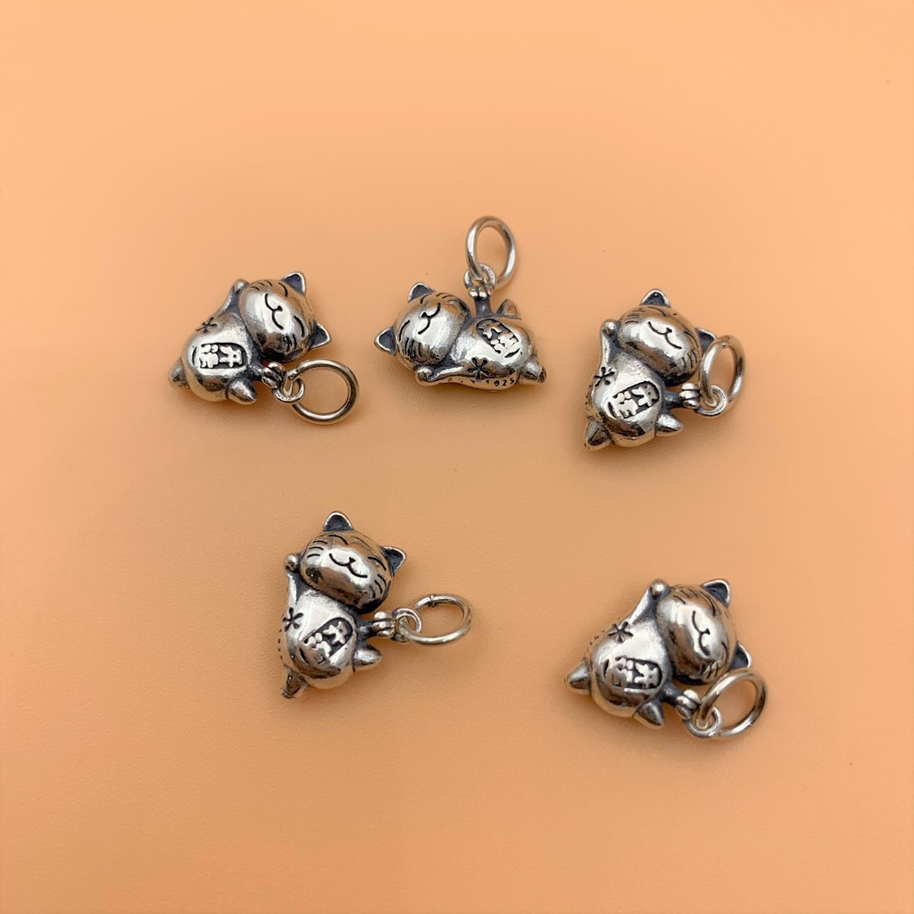 [FREESHIP đơn từ 0đ] Charm mèo thần tài kiểu mới nhất - Charm bạc 925 - Mã CA152