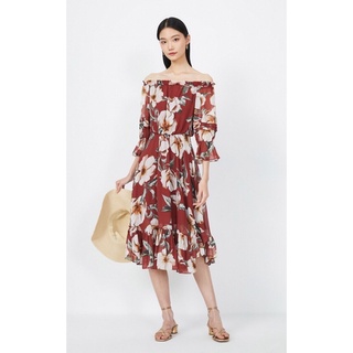 Đầm voan tơ hoa trễ vai Vero moda