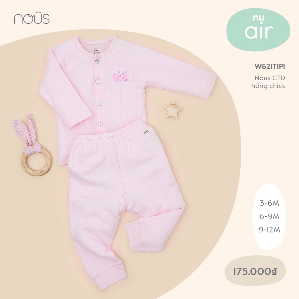 Bộ quần áo Nous bé trai bé gái cài thảng dài tay