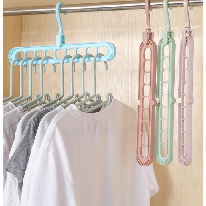 Móc treo quần áo 9 lỗ đa năng thông minh , móc nhựa treo quần áo đa năng thanh treo đồ 9 lỗ tiết kiệm diện tích