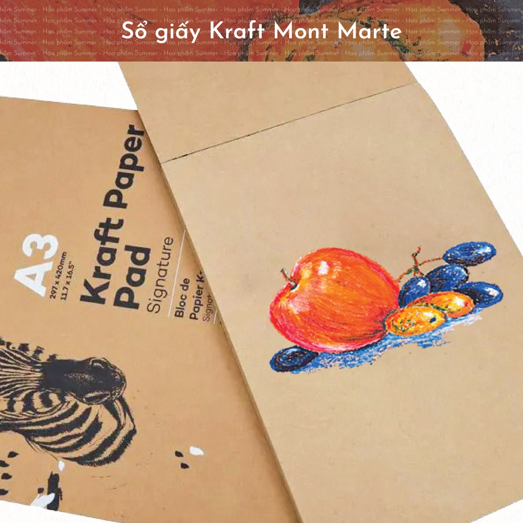 Sổ giấy Kraft Mont Marte vẽ sáp dầu, phấn tiên, phác thảo - Signature Kraft Paper Pad